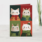 Cartoon Xmas Kittens Meowy Christmas Cat Photo シーズンカード (正面)