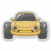 Cartoon Yellow Toon Car シール (正面)