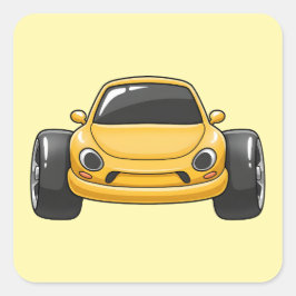 Cartoon Yellow Toon Car スクエアシール