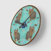 Cartoon Yorkshire Terier ラウンド壁時計 (傾斜)