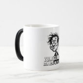 Cartoonkunst mit „Zum Glück…“-Zitat モーフィングマグカップ (正面左)