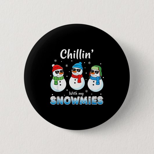 Cartoons Chillin' With My Snowmies, Funny Snowman 缶バッジ (正面)
