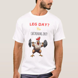 Cartoony chicken working out - leg day motivation tシャツ