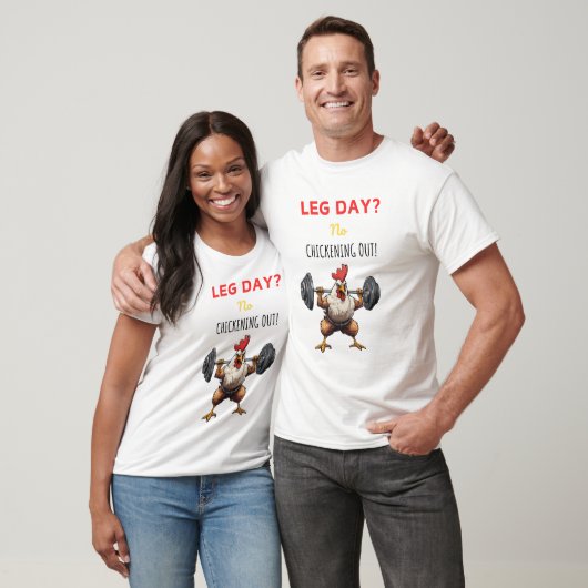 Cartoony chicken working out - leg day motivation tシャツ (ユニセックス)