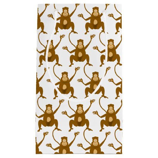 Cartooonかわいい猿の動物の動物園の誕生会 スモールペーパーバッグ (正面)