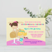 CartwheelsとCupcakes体操誕生日パーティー 招待状 (スタンド正面)