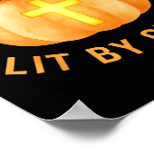 Carved By Faith Lit By Grace Pumpkin Cross Christi ポスター (角)