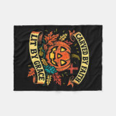 Carved By Faith Lit By Grace Religious Christian H フリースブランケット (正面(横))