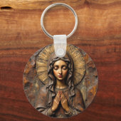 Carved Devotion  Wooden Mary キーホルダー (正面)