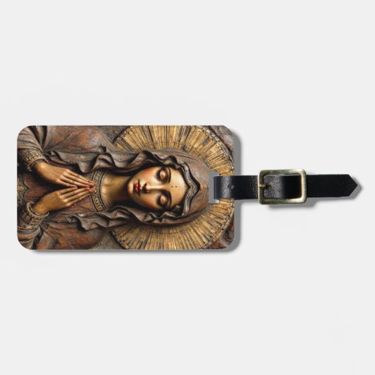 Carved Devotion  Wooden Mary ラゲッジタグ (正面横)