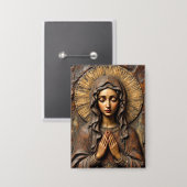 Carved Devotion  Wooden Mary 缶バッジ (正面/裏面)