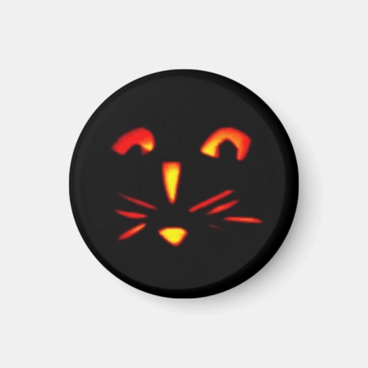 Carved Halloween Pumpkin Cat Face マグネット (正面)