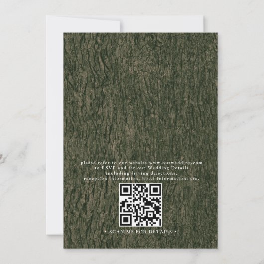 Carved Oak Tree Country Rustic QR Code Wedding 招待状 (裏面)