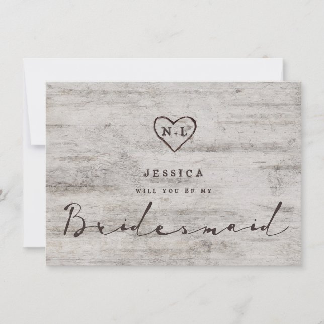 Carved Sweethearts Be My Bridesmaid Proposal Card (正面)