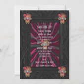 Carved-wood-look sugar skull w/ Floral Crowns 招待状 (正面)