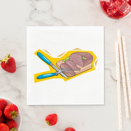 Carving Roast Beef with Fork and Knife スタンダードランチョンナプキン