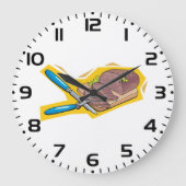 Carving Roast Beef with Fork and Knife ラージ壁時計 (正面)