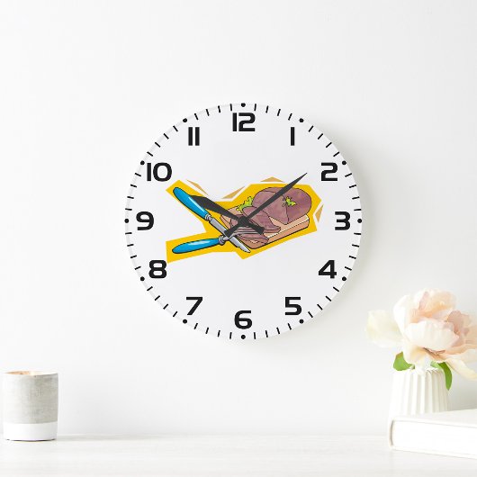 Carving Roast Beef with Fork and Knife ラージ壁時計