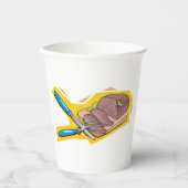 Carving Roast Beef with Fork and Knife 紙コップ (正面)