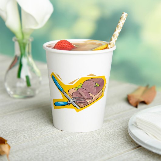 Carving Roast Beef with Fork and Knife 紙コップ