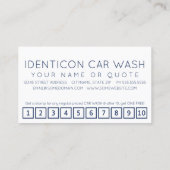 CARWASH customer loyalty punch card ロイヤリティカード (裏面)