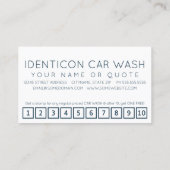 CARWASH customer loyalty punch card ロイヤリティカード (裏面)