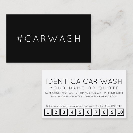 #CARWASH hashtagロイヤリティパンチカード ロイヤリティカード (正面/裏面)