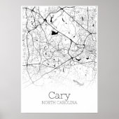 Cary Map - North Carolina - City Map Poster ポスター (正面)
