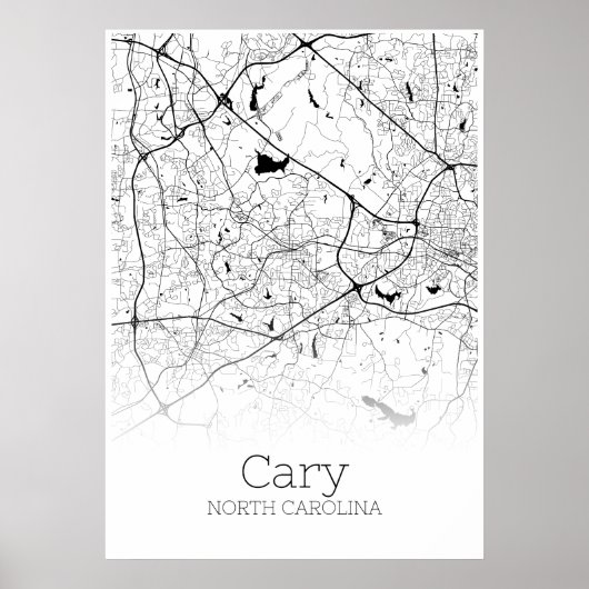 Cary Map - North Carolina - City Map Poster ポスター (正面)