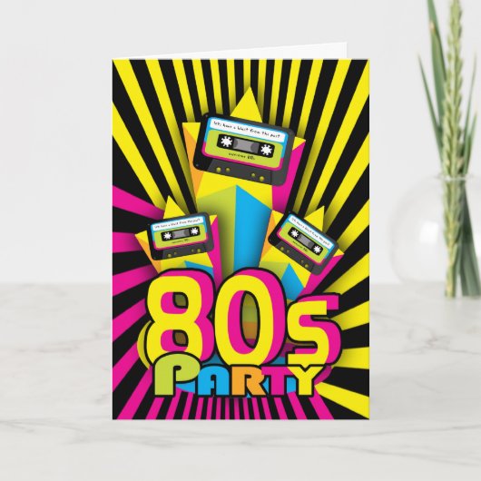 casの80色の80年代のパーティの招待状カード 招待状 (正面)