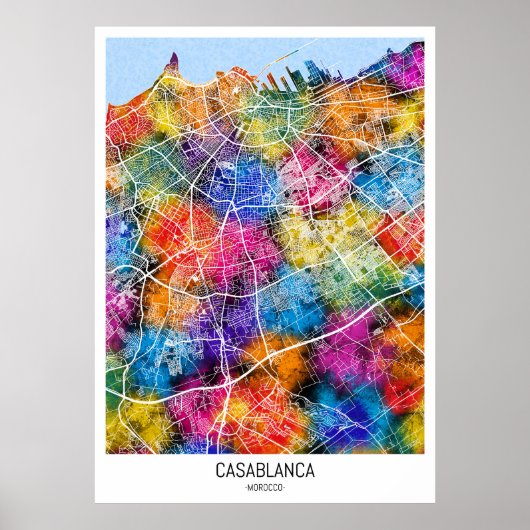 Casablanca Morocco City Map ポスター (正面)