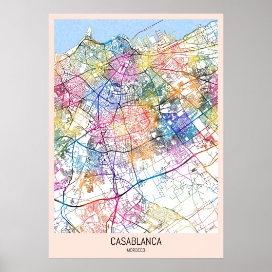 Casablanca Morocco City Map ポスター (正面)