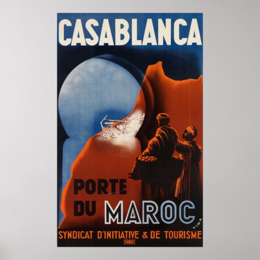 Casablanca Morocco Vintage Travel Poster ポスター (正面)