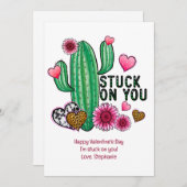 Casactusピンクのハートバレンタインデーのカードをパーソナライズ シーズンカード (正面/裏面)