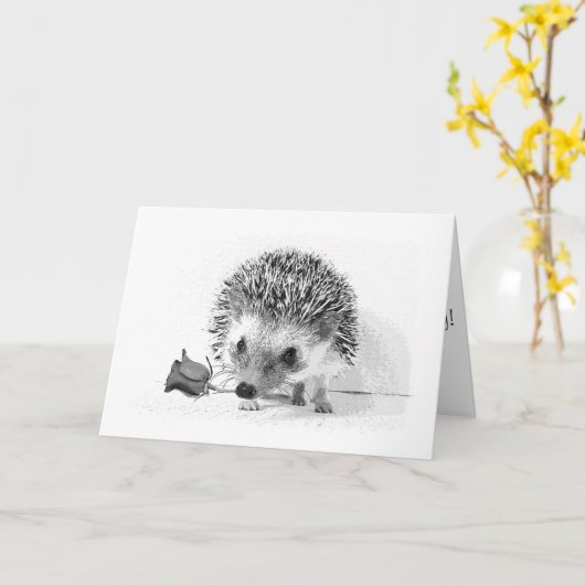 Casanovaのハリネズミの保有物は口に上がりました カード (黄色い花)