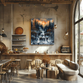 Cascada en el Bosque: Impresionista y Realista. ポスター