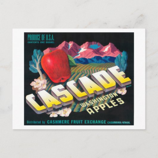 Cascade Apple Label （青） – カシミア，ワシントン ポストカード (正面)