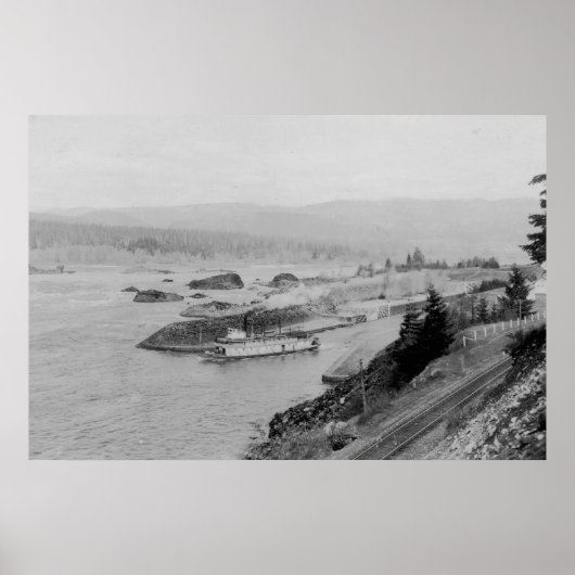 Cascade Locks on the Columbia River Photograph ポスター (正面)