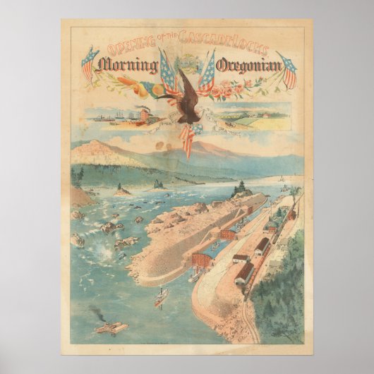 CascadeLocksポスターのヴィンテージオープン ポスター (正面)