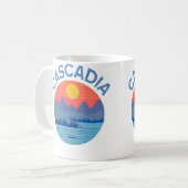 Cascadia Fishing Hiking Camping コーヒーマグカップ (正面左)
