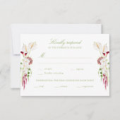 Cascading Floral Bouquet Wedding 出欠カード (正面)