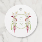 Cascading Floral Monogram Crest Wedding フェイバータグ (正面)