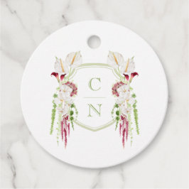 Cascading Floral Monogram Crest Wedding フェイバータグ