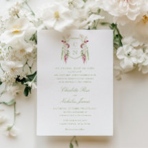Cascading Floral Monogram Crest Wedding