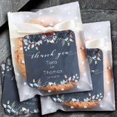 Cascading Peony Burgundy Navy'結婚's Thank You スクエアシール
