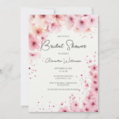 Cascading Pink Flowers Bridal Shower 招待状 (正面)