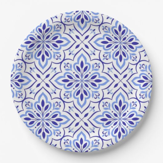 Cascais Elegance Delicate Blue Mediterranean ペーパープレート (正面)