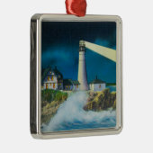 Casco湾のポートランドヘッド灯台の眺め メタルオーナメント (右)