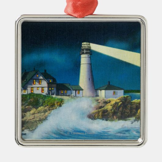 Casco湾のポートランドヘッド灯台の眺め メタルオーナメント (正面)