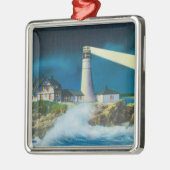 Casco湾のポートランドヘッド灯台の眺め メタルオーナメント (左)